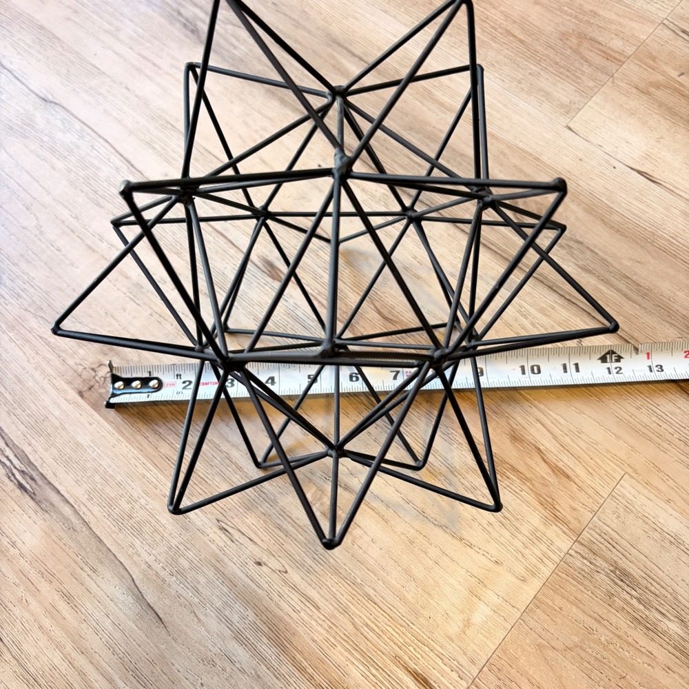 Modern Matte Black Metal Geometric Starburst Urchin Sculpture Tabletop Decor - Picture 8 of 9